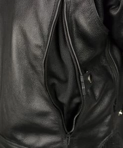 M-BOSS Motorcycle Apparel M Boss Apparel BOS11506 Men's Triple Vent Leather Jacket With Stretch Sides And Armor