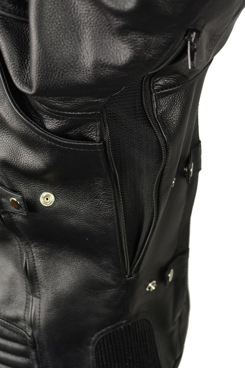 M-BOSS Motorcycle Apparel M Boss Apparel BOS11506 Men's Triple Vent Leather Jacket With Stretch Sides And Armor