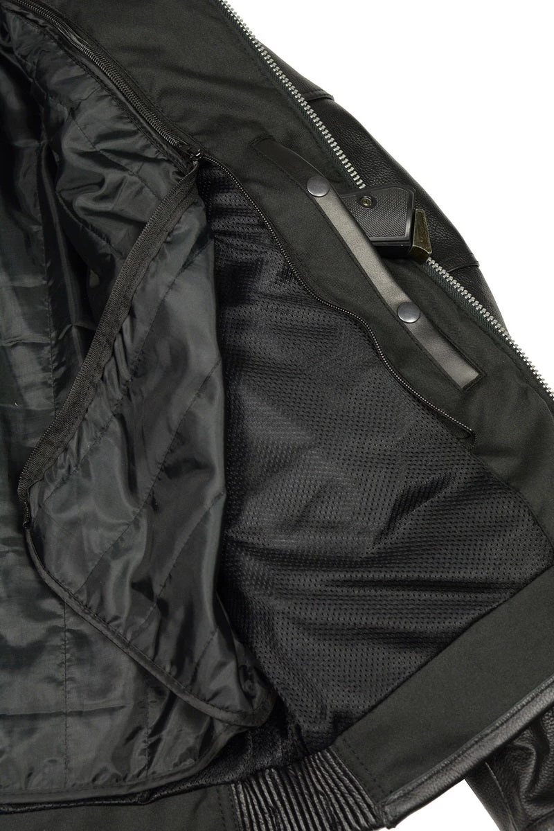 M-BOSS Motorcycle Apparel M Boss Apparel BOS11506 Men's Triple Vent Leather Jacket With Stretch Sides And Armor