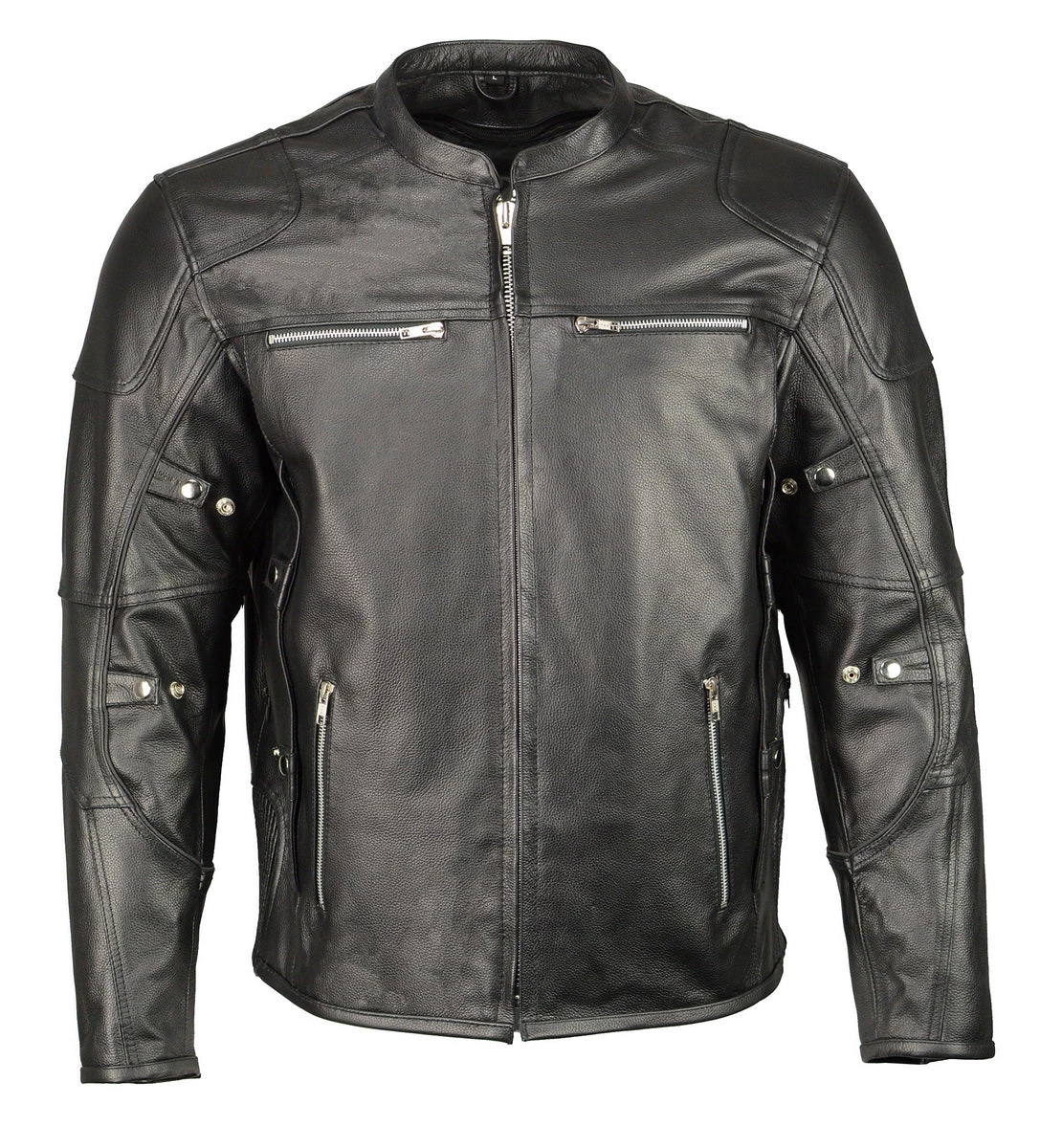 M-BOSS Motorcycle Apparel M Boss Apparel BOS11506 Men's Triple Vent Leather Jacket With Stretch Sides And Armor