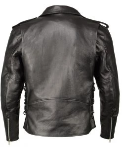 M-BOSS Motorcycle Apparel M Boss Motorcycle Apparel BOS11507 Men's Black Leather Armored Classic Side Lace Biker Jacket