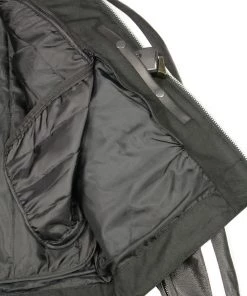 M-BOSS Motorcycle Apparel M Boss Motorcycle Apparel BOS11508 Men's Black And White Armored Leather Jacket With Racing Stripes