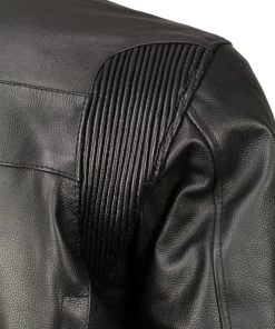M-BOSS Motorcycle Apparel Leather Motorcycle Jackets M Boss Motorcycle Apparel BOS11509 Men's Black Armored Leather Cafe Racer Jacket