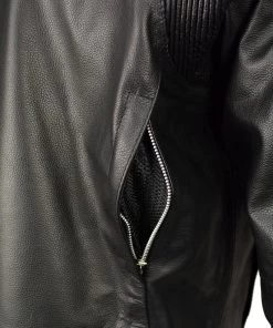 M-BOSS Motorcycle Apparel Leather Motorcycle Jackets M Boss Motorcycle Apparel BOS11509 Men's Black Armored Leather Cafe Racer Jacket