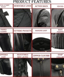 M-Boss Motorcycle Apparel BOS11510 Men’s ‘Speed’ Black Cowhide Motorcycle Leather Jacket