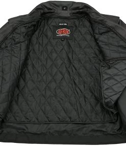 M-Boss Motorcycle Apparel BOS11510 Men’s ‘Speed’ Black Cowhide Motorcycle Leather Jacket