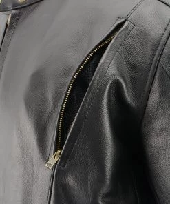 M-Boss Motorcycle Apparel BOS11510 Men’s ‘Speed’ Black Cowhide Motorcycle Leather Jacket