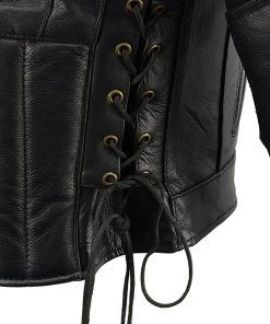 M-Boss Motorcycle Apparel BOS11510 Men’s ‘Speed’ Black Cowhide Motorcycle Leather Jacket