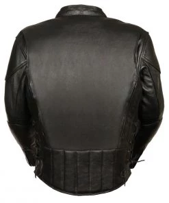 Leather Motorcycle Jackets M-Boss Motorcycle Apparel BOS11511T Men’s ‘Speed’ Big And Tall Black Cowhide Motorcycle Leather Jacket