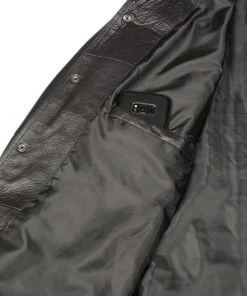 M-BOSS Motorcycle Apparel M Boss Motorcycle Apparel BOS11600 Men's Black Classic Snap Front Leather Shirt