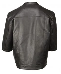 M-BOSS Motorcycle Apparel M Boss Motorcycle Apparel BOS11601 Men's Black 3/4 Sleeve Snap Front Leather Shirt Leather Motorcycle Jackets