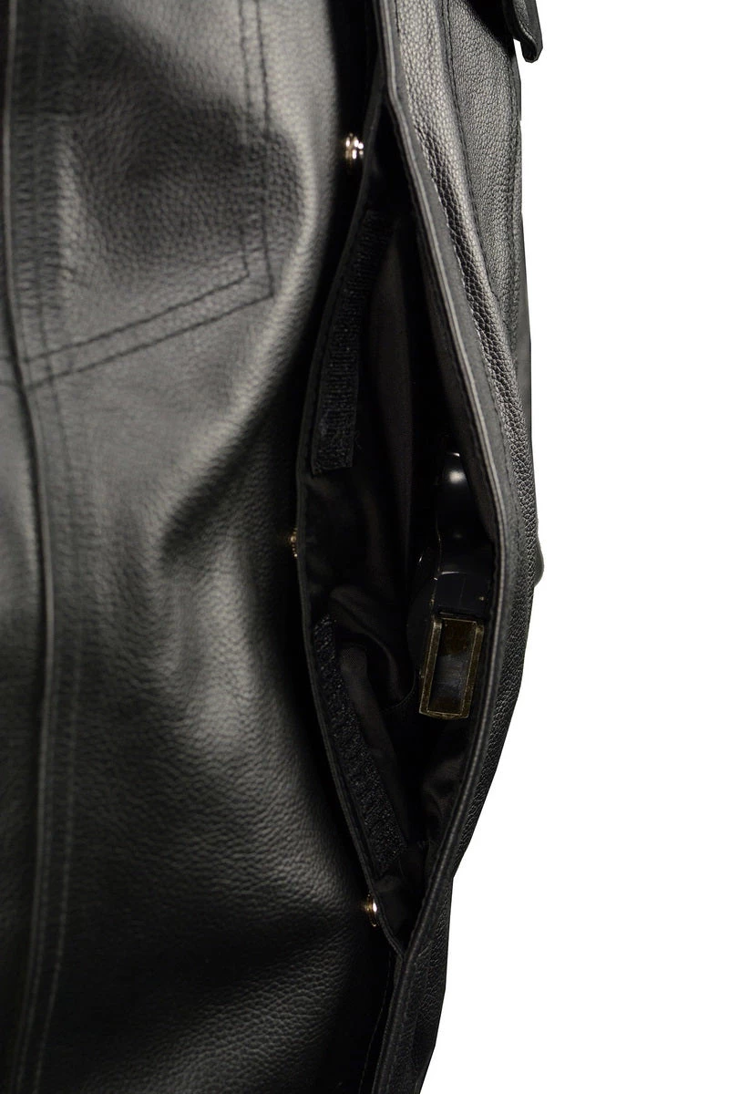 M-BOSS Motorcycle Apparel M Boss Motorcycle Apparel BOS11601 Men's Black 3/4 Sleeve Snap Front Leather Shirt Leather Motorcycle Jackets