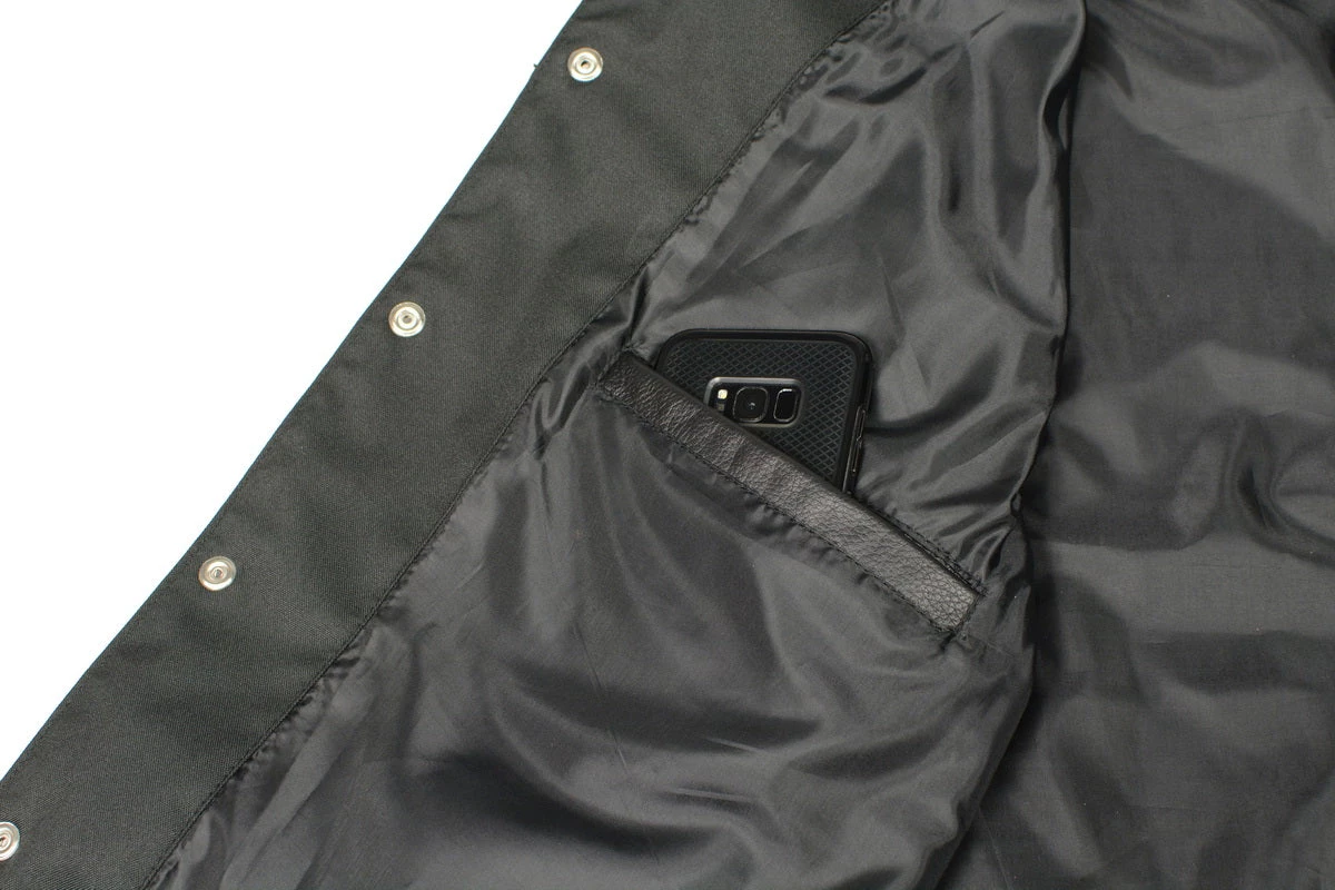 M-BOSS Motorcycle Apparel M Boss Motorcycle Apparel BOS11601 Men's Black 3/4 Sleeve Snap Front Leather Shirt Leather Motorcycle Jackets