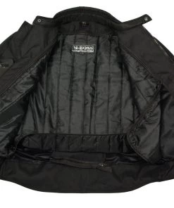 M-BOSS Motorcycle Apparel Motorcycle Jackets M Boss Motorcycle Apparel BOS11700 Black Men's Nylon Racer Jacket With Reflective Piping