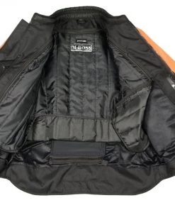 M-BOSS Motorcycle Apparel M Boss Motorcycle Apparel BOS11701 Black And Neon Orange Men's Nylon Racer Jacket With Mesh Panel