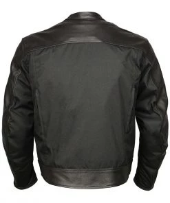 M-BOSS Motorcycle Apparel M Boss Motorcycle Apparel BOS11702 Men's Black Armored Utility Pocket Leather And Textile Moto Jacket