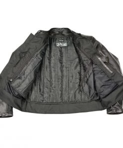 M-BOSS Motorcycle Apparel M Boss Motorcycle Apparel BOS11702 Men's Black Armored Utility Pocket Leather And Textile Moto Jacket