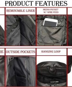 M-BOSS Motorcycle Apparel M Boss Motorcycle Apparel BOS11702 Men's Black Armored Utility Pocket Leather And Textile Moto Jacket