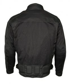 M-BOSS Motorcycle Apparel Motorcycle Jackets M Boss Motorcycle Apparel BOS11703 Black Men's Black Nylon And Mesh Racer Jacket With Reflective Piping