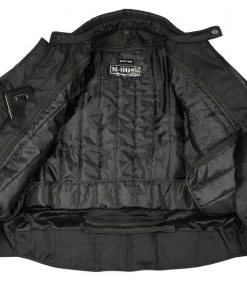 M-BOSS Motorcycle Apparel Motorcycle Jackets M Boss Motorcycle Apparel BOS11703 Black Men's Black Nylon And Mesh Racer Jacket With Reflective Piping