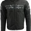 M-BOSS Motorcycle Apparel M Boss Motorcycle Apparel BOS11704 Men's Black Textile Jacket With Reflective Skulls Motorcycle Jackets