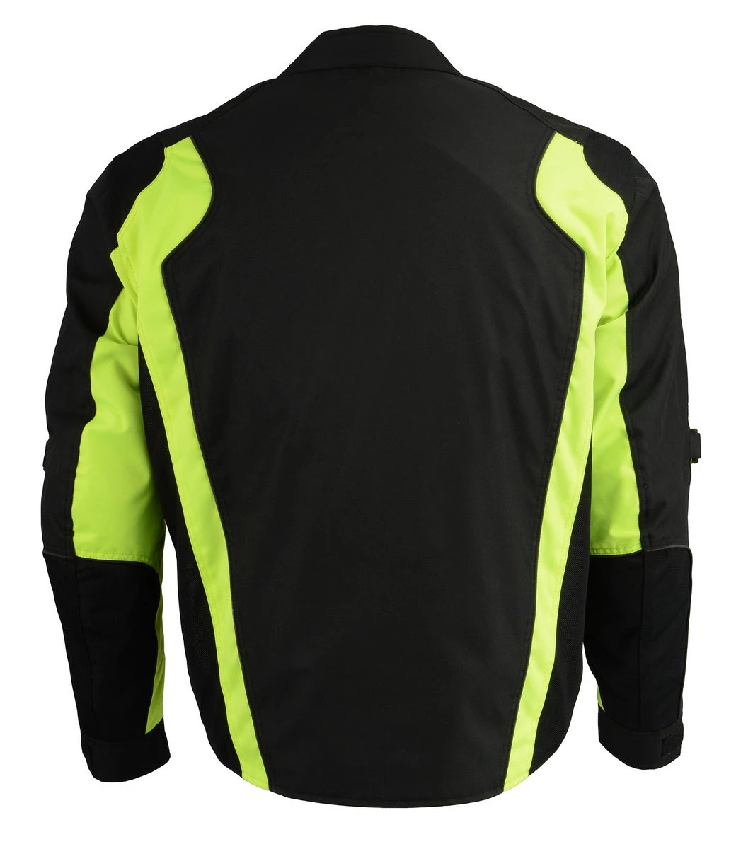 M-BOSS Motorcycle Apparel M Boss Motorcycle Apparel BOS11706 Men's Hi Vis Racer Nylon Motorcycle Jacket With Armor