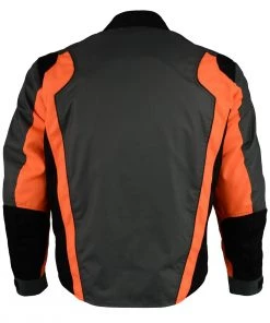 M-BOSS Motorcycle Apparel Motorcycle Jackets M Boss Motorcycle Apparel BOS11706 Men's Hi Vis Grey And Orange Racer Nylon Jacket