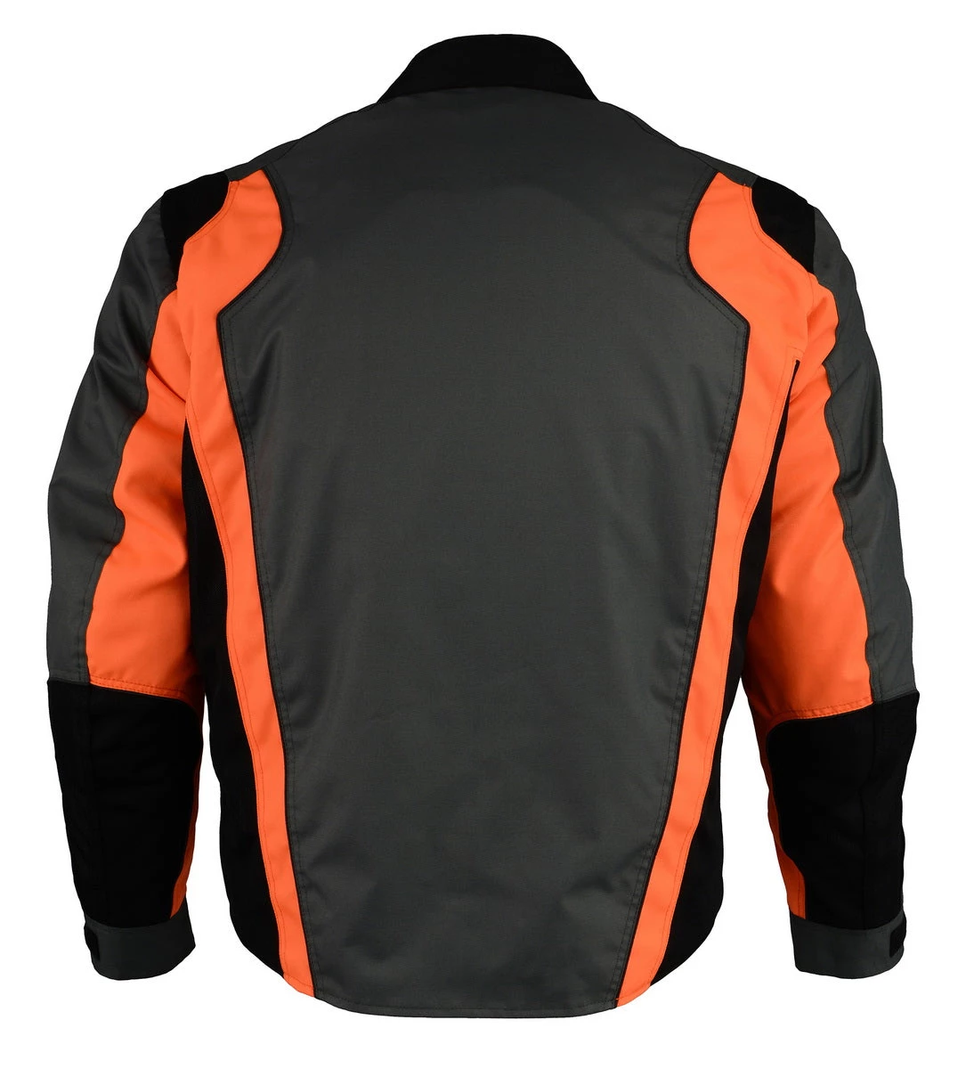 M-BOSS Motorcycle Apparel Motorcycle Jackets M Boss Motorcycle Apparel BOS11706 Men's Hi Vis Grey And Orange Racer Nylon Jacket