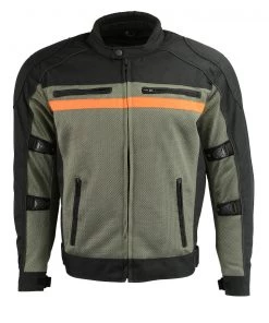 M-BOSS Motorcycle Apparel Motorcycle Jackets M Boss Motorcycle Apparel BOS11707 Men's Armored Black And Grey Nylon And Mesh Racer Jacket