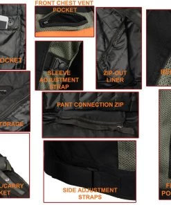 M-BOSS Motorcycle Apparel Motorcycle Jackets M Boss Motorcycle Apparel BOS11707 Men's Armored Black And Grey Nylon And Mesh Racer Jacket