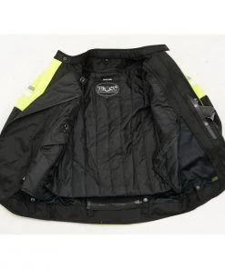 Motorcycle Jackets M-Boss Motorcycle Apparel BOS11707 Men's Armored High Visibility Green Textile And Mesh Racer Jacket