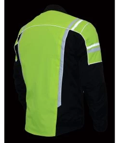 Motorcycle Jackets M-Boss Motorcycle Apparel BOS11707 Men's Armored High Visibility Green Textile And Mesh Racer Jacket