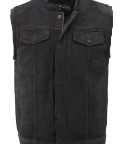 M-BOSS Motorcycle Apparel Motorcycle Vests M Boss Motorcycle Apparel BOS13000 Men's Black Denim Club Style Vest With Hidden Zipper