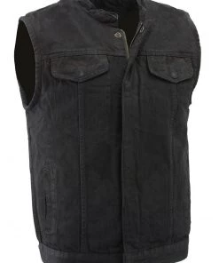M-BOSS Motorcycle Apparel Motorcycle Vests M Boss Motorcycle Apparel BOS13000 Men's Black Denim Club Style Vest With Hidden Zipper