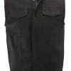 M-BOSS Motorcycle Apparel M Boss Motorcycle Apparel BOS13001 Men's Black Collarless Denim Club Style Vest With Hidden Zipper