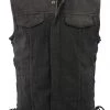 M-BOSS Motorcycle Apparel Motorcycle Vests M Boss Motorcycle Apparel BOS13002 Men's Black Denim Club Style Side Lace Vest With Hidden Zipper