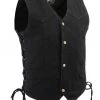 M-BOSS Motorcycle Apparel M Boss Motorcycle Apparel BOS13003 Men's Black Denim Snap Front Side Lace Vest With Quick Draw Pocket