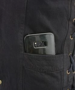 M-BOSS Motorcycle Apparel M Boss Motorcycle Apparel BOS13003 Men's Black Denim Snap Front Side Lace Vest With Quick Draw Pocket