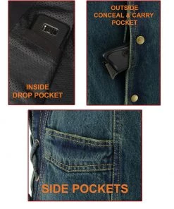 M-BOSS Motorcycle Apparel M Boss Motorcycle Apparel BOS13003 Men's Blue Denim Snap Front Side Lace Vest With Quick Draw Pocket