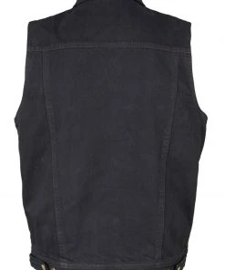 M-BOSS Motorcycle Apparel Motorcycle Vests M Boss Motorcycle Apparel BOS13004 Men's Black Denim Snap Front Vest With Shirt Collar