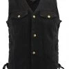 M-BOSS Motorcycle Apparel Motorcycle Vests M Boss Motorcycle Apparel BOS13005 Men's Black Side Lace Denim Vest With Denim Style Chest Pockets