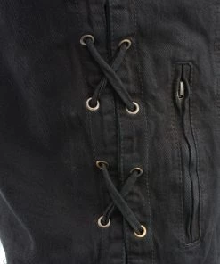 M-BOSS Motorcycle Apparel Motorcycle Vests M Boss Motorcycle Apparel BOS13005 Men's Black Side Lace Denim Vest With Denim Style Chest Pockets