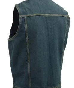 M-Boss Motorcycle Apparel BOS13006 Men’s Blue Denim ‘Conceal And Carry’ Biker Vest