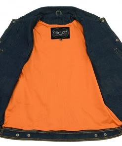 M-Boss Motorcycle Apparel BOS13006 Men’s Blue Denim ‘Conceal And Carry’ Biker Vest