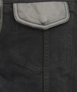 M-BOSS Motorcycle Apparel M Boss Motorcycle Apparel BOS13010 Men's Black Denim Club Style Vest With Leather Trim And Hidden Zipper Motorcycle Vests