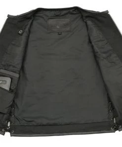 M-BOSS Motorcycle Apparel M Boss Motorcycle Apparel BOS13500 Men's Black Zipper Front Side Lace Leather Vest With Reflective Skulls