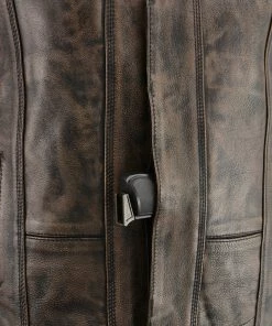 M-BOSS Motorcycle Apparel M Boss Motorcycle Apparel BOS13501 Men's Leather Distressed Black And Beige 10 Pocket Vest With Quick Draw Pocket