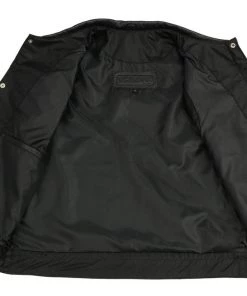M-BOSS Motorcycle Apparel M Boss Motorcycle Apparel BOS13502 Men's Leather Black Snap Front Club Style Vest With Quick Draw Pocket