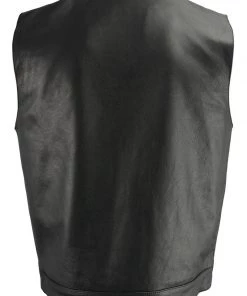 M-BOSS Motorcycle Apparel M Boss Motorcycle Apparel BOS13502 Men's Leather Black Snap Front Club Style Vest With Quick Draw Pocket