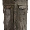 M-BOSS Motorcycle Apparel M Boss Motorcycle Apparel BOS13502 Men's Leather Distressed Brown Snap Front Vest Motorcycle Vests